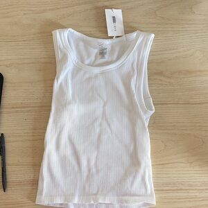 Aritzia Sunday Best White Ribbed Tank Top